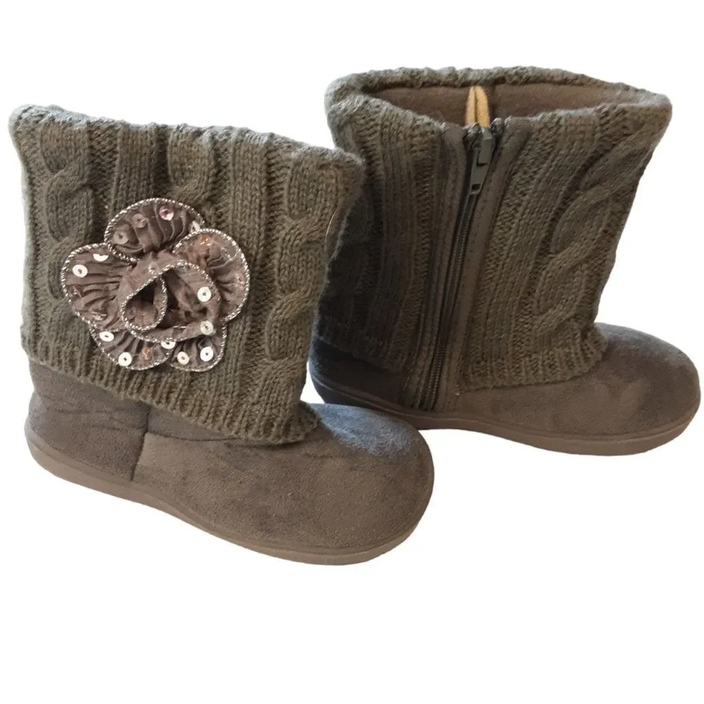 Little‎ Girls Boots Suede Cable Knit Fabric Rose Size 10 New